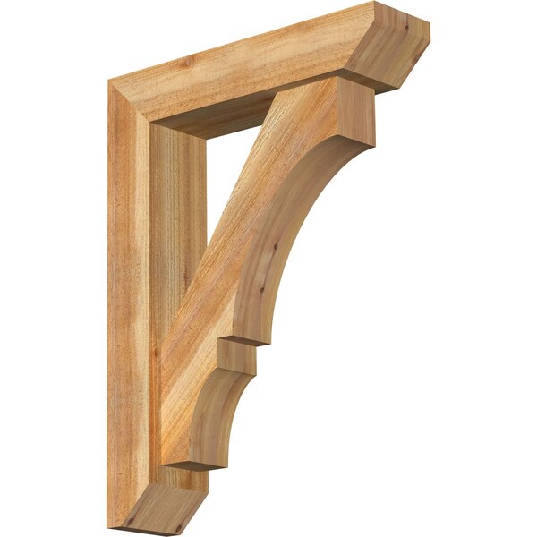 Ekena Millwork Balboa Slat Rough Sawn Bracket w/ Offset Brace, Western Red Cedar, 6"W x 24"D x 32"H BKT0604X24X32BOA06RWR - main